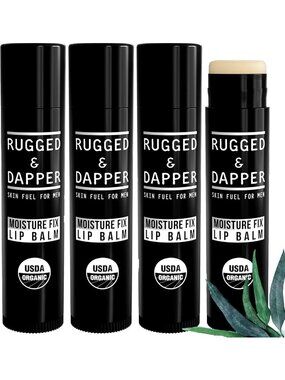 Hydrating Lip Balm for Men - Organic & Natural Ingredients - 4 Pack Moisturizer